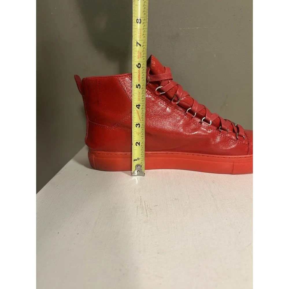 Balenciaga Arena High Top Red Leather Sneakers Mens Sz 12 Luxury Streetwear